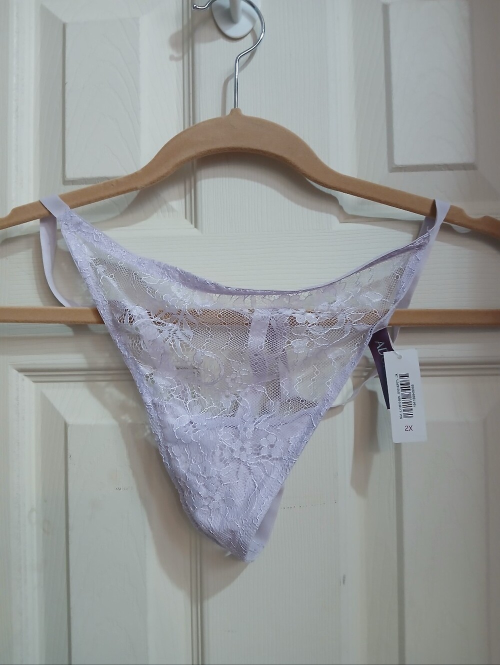 Adore Me Floral Lace Embroidered T Thong Panty NEW 2X Orchid Purple Sheer Nwt